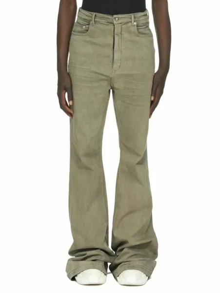 Off-White Flared Jeans Olive Green with Black Stripe - 17