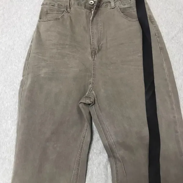 Off-White Flared Jeans Olive Green with Black Stripe - 23