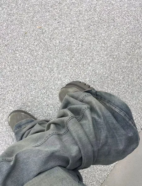 Off-White Flared Jeans Olive Green with Black Stripe - 33
