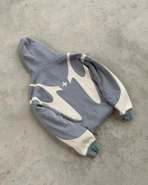 Off-White™ Flame Motif Zip-Up Hoodie Navy and Beige - 6