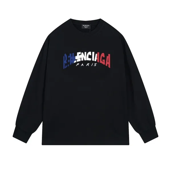 Balenciaga Logo Print Black Long-Sleeve T-Shirt - 1
