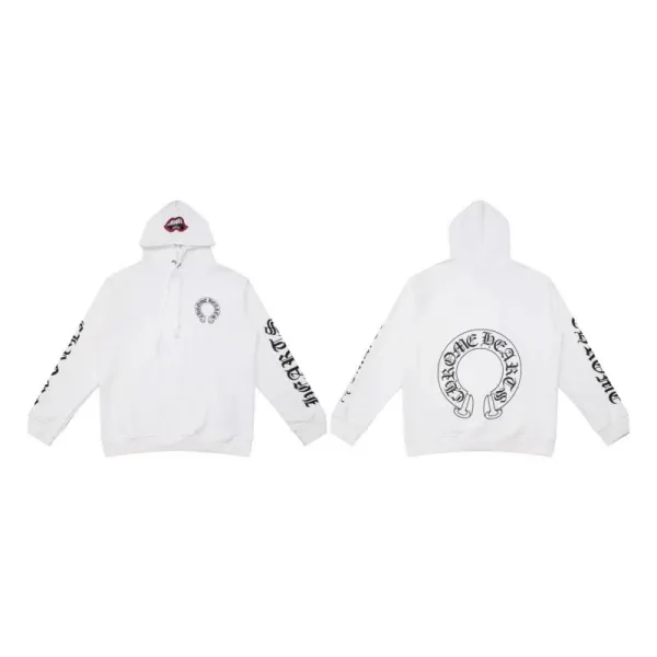 Chrome Hearts White Hoodie with Logo Print and Sleeve Script - 1