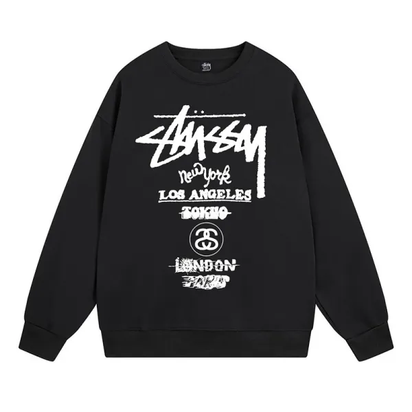 Stüssy World Tour Graphic Sweatshirt Black Hoodie - 1