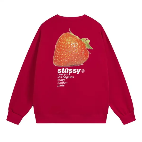 Stüssy Strawberry Print Crewneck Sweatshirt Red - 1