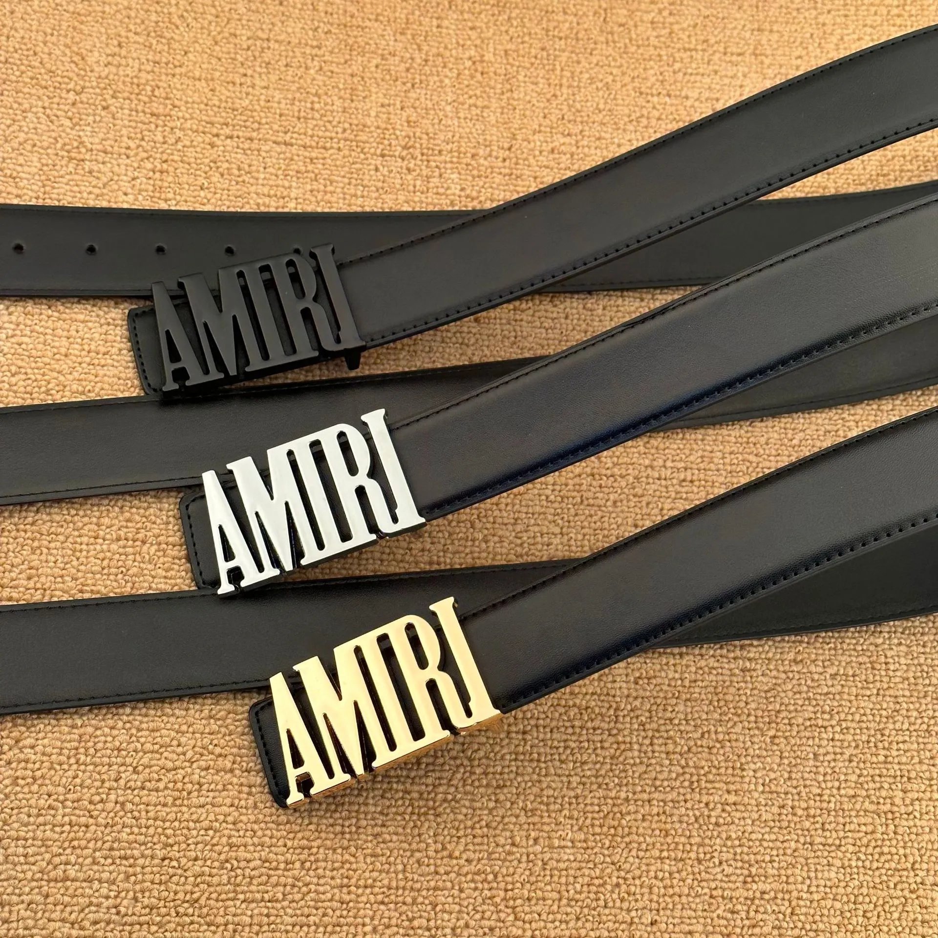 Amiri Logo Buckle Leather Belt Black - 13