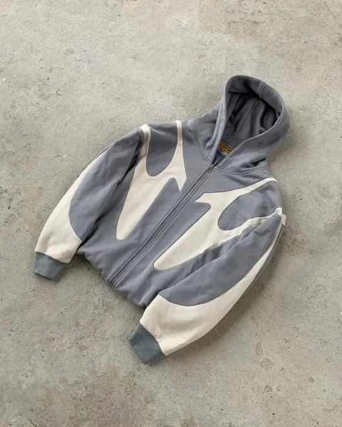 Off-White™ Flame Motif Zip-Up Hoodie Navy and Beige - 5