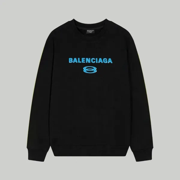 Balenciaga Logo Print Black Hoodie - 1