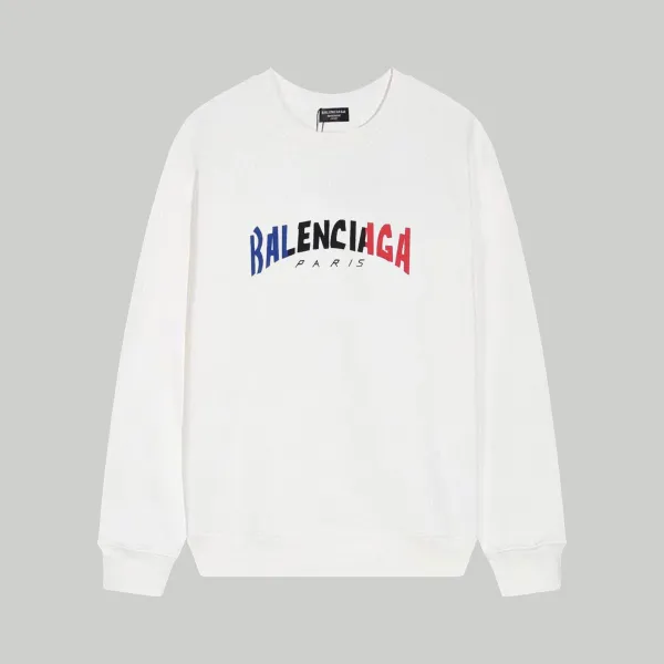 Balenciaga Logo Arch Print White Hoodie - 1