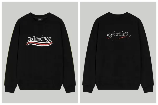 Balenciaga Logo Wave Sweatshirt Black - 1