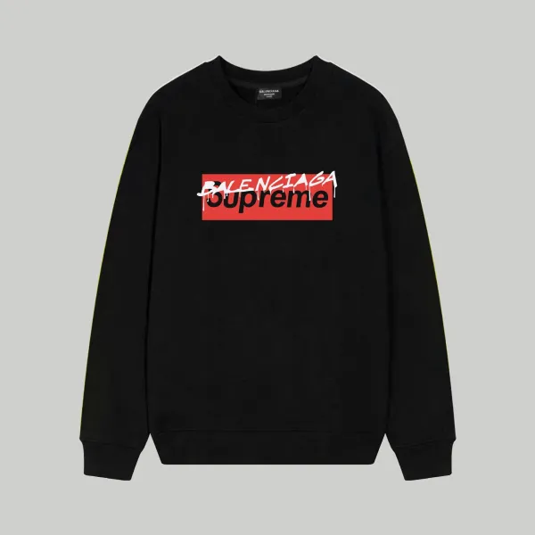 Balenciaga x Supreme Box Logo Crewneck Black Sweatshirt - 1
