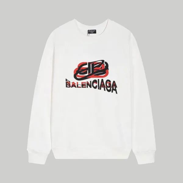 Balenciaga BB Logo Print White Hoodie - 1