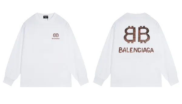 Balenciaga BB Bitcoin Logo Long-Sleeve T-Shirt White - 1