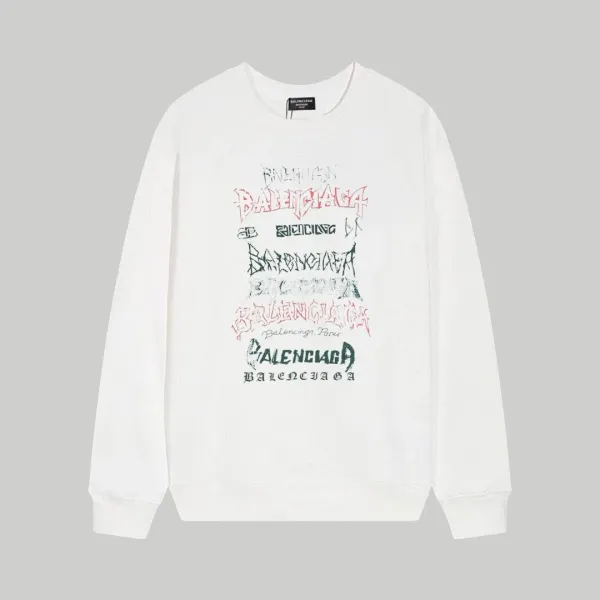 Balenciaga Multi-Logo Print White Hoodie - 1