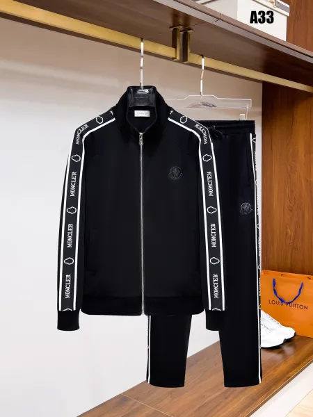 Moncler Moncler Logo Tape Tracksuit Black - 1