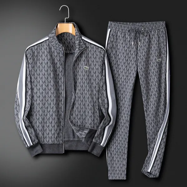Lacoste Diamond Pattern Tracksuit Gray - 1