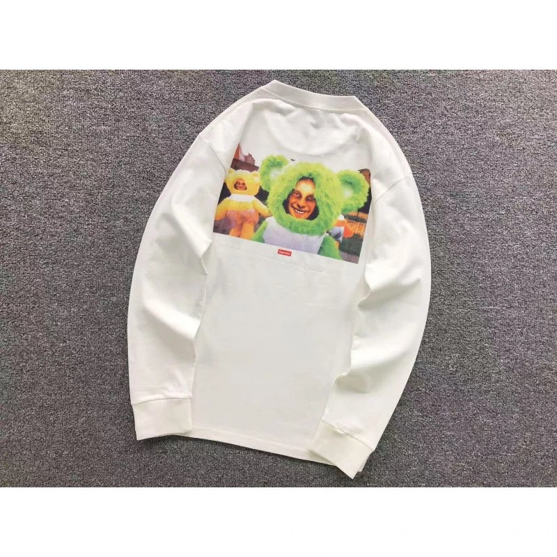 Supreme Bear Face Print Long-Sleeve T-Shirt White