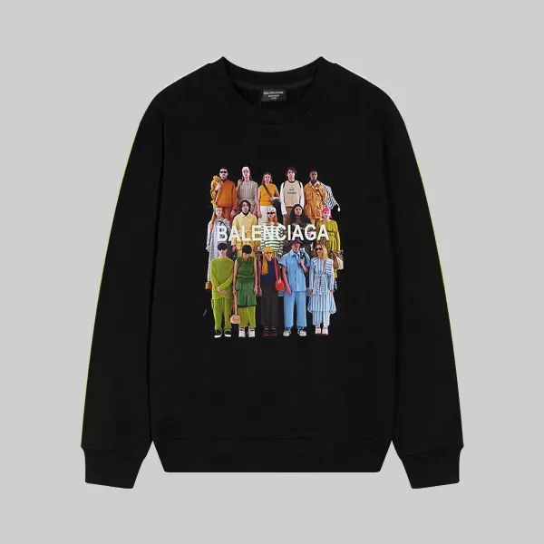 Balenciaga Group Photo Print Black Hoodie - 1