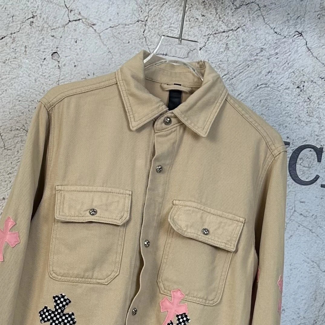 Chrome Hearts x Custom Cross-Embroidered Beige Shirt-Jacket - 5