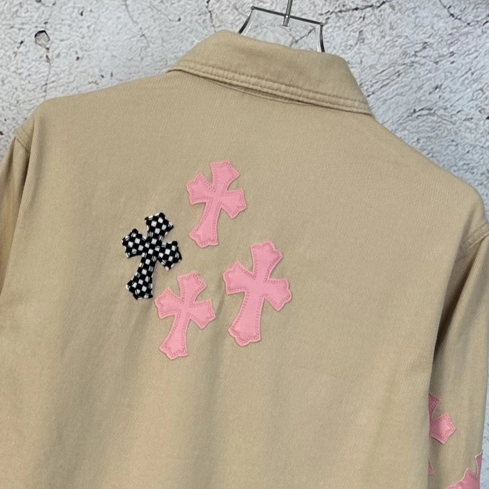 Chrome Hearts x Custom Cross-Embroidered Beige Shirt-Jacket - 9