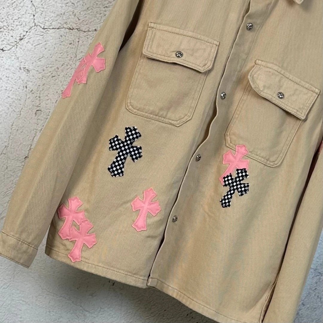 Chrome Hearts x Custom Cross-Embroidered Beige Shirt-Jacket - 6