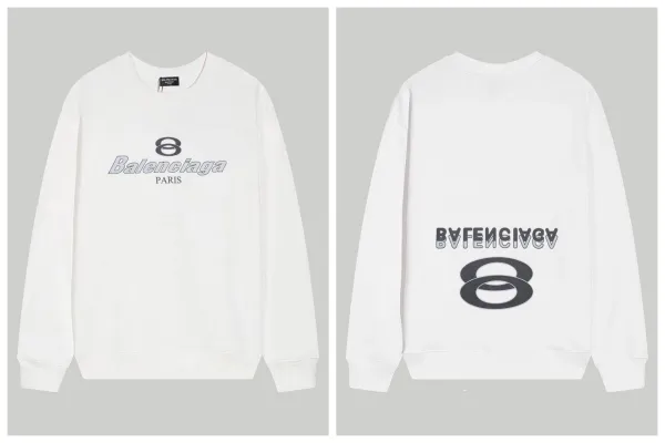 Balenciaga Logo Print White Hoodie - 1