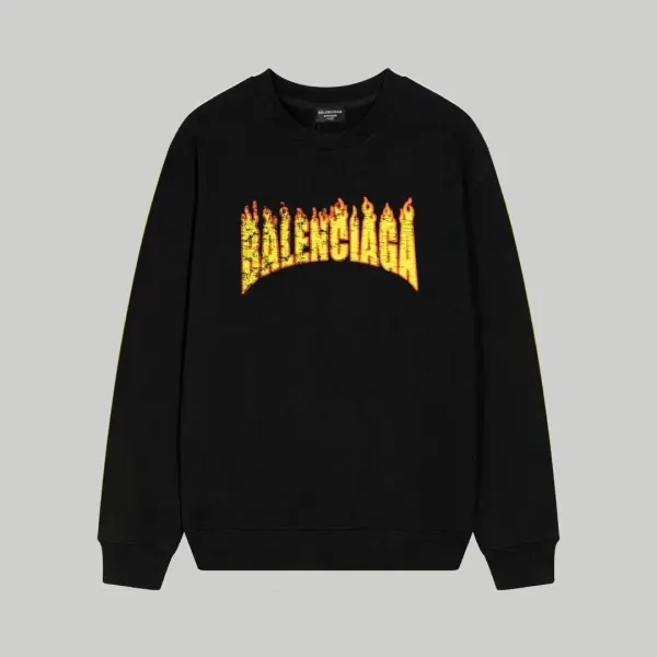 Balenciaga Flame Logo Black Hoodie - 1