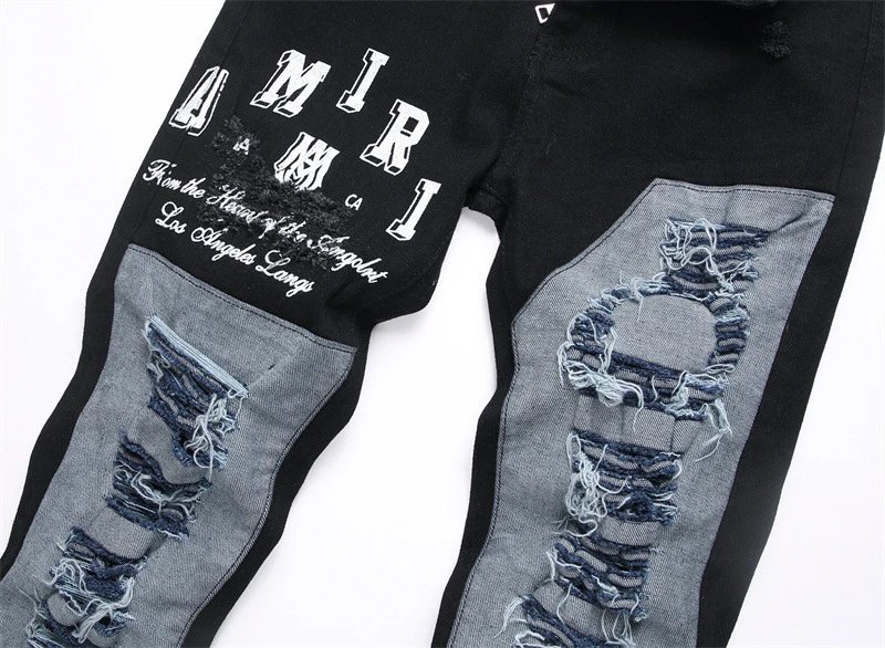 Amiri Black Distressed Patchwork Jeans - 10