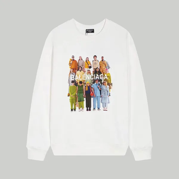 Balenciaga Group Photo Print White Hoodie - 1