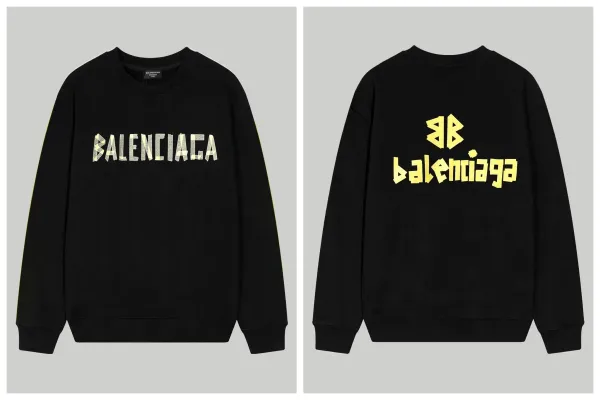 Balenciaga Logo Print Black Hoodie - 1