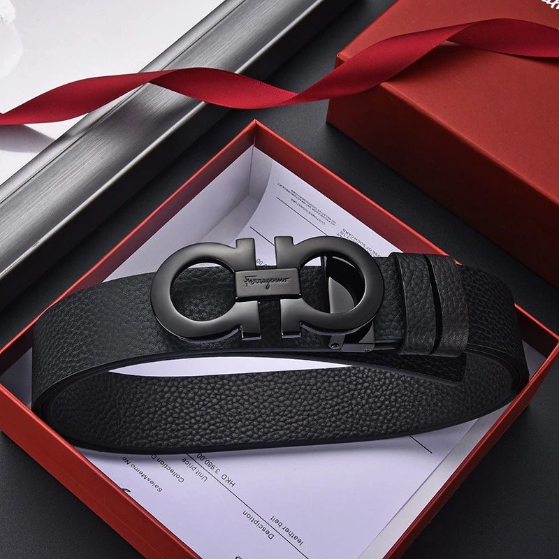 Salvatore Ferragamo Gancini Black Leather Belt - 4