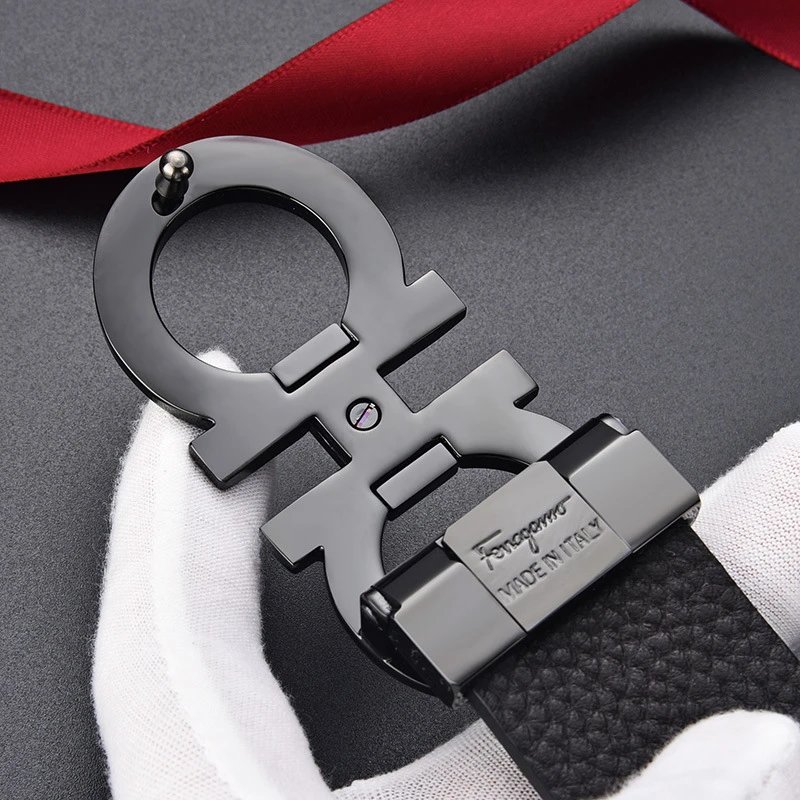 Salvatore Ferragamo Gancini Black Leather Belt - 7