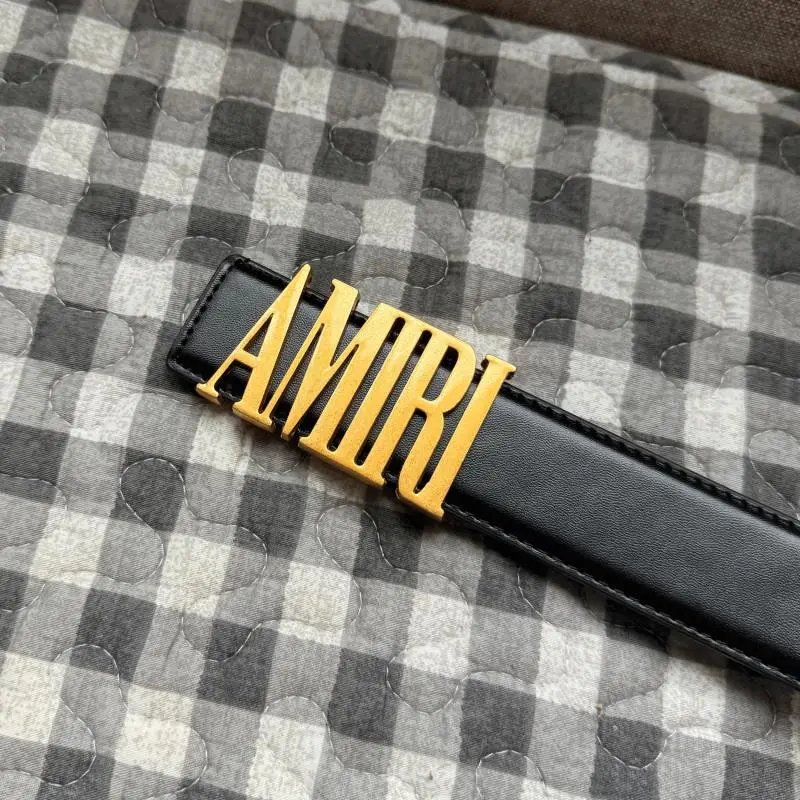 Amiri Logo Buckle Leather Belt Black - 14