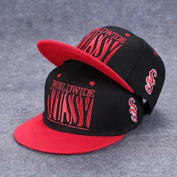 Design Streetwear Snapback Cap with Vintage Patch Print Red/Navy Baseball Cap - 5