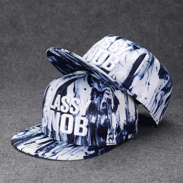 Design Streetwear Snapback Cap with Vintage Patch Print Red/Navy Baseball Cap - 13