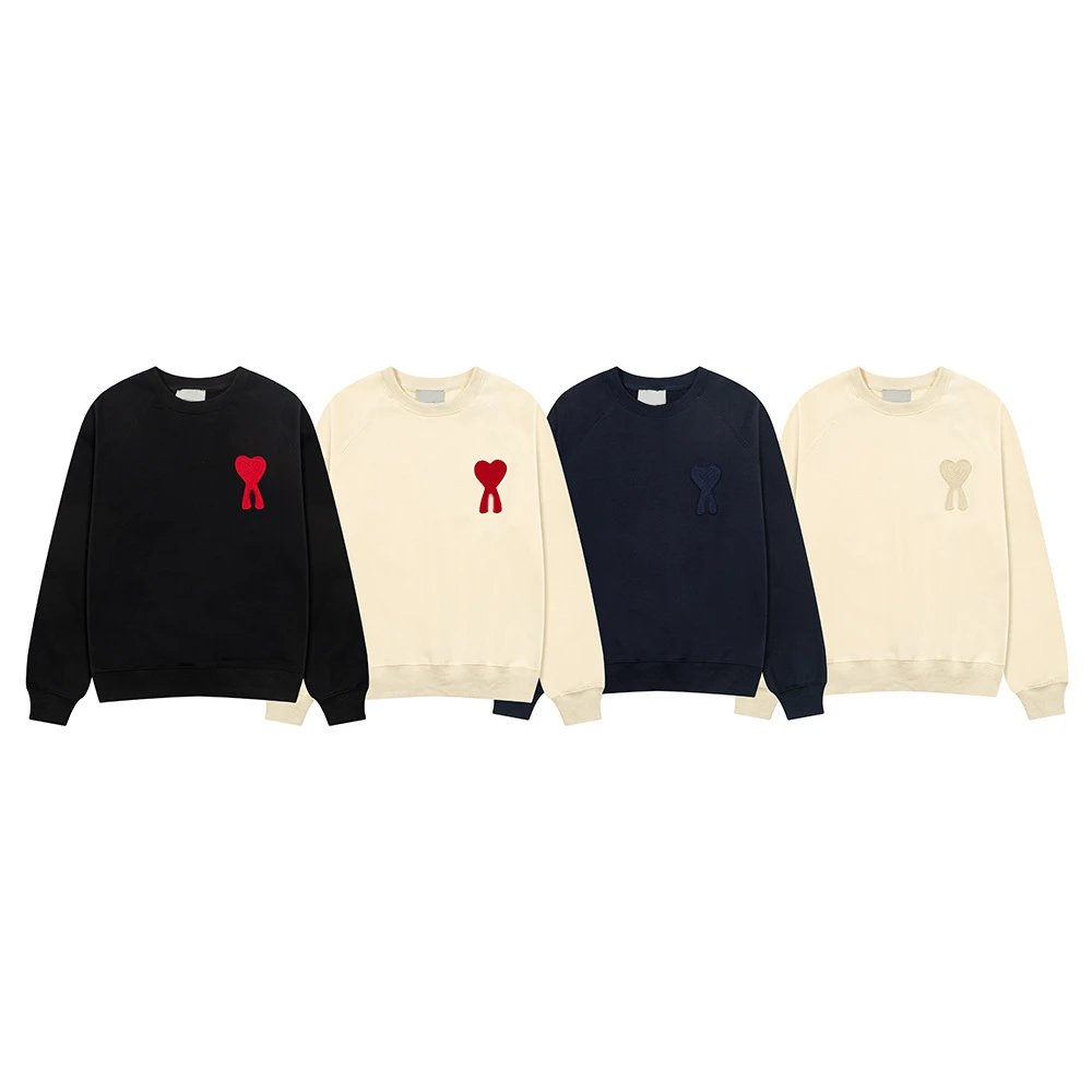 Ami Paris Heart Logo Beige Hoodie - 8