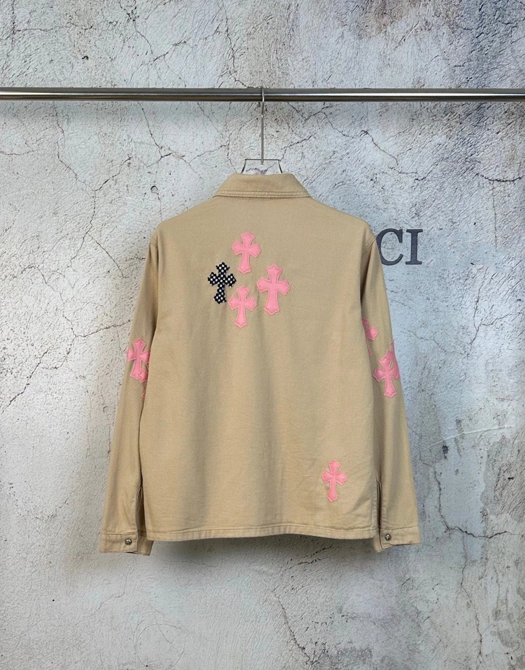 Chrome Hearts x Custom Cross-Embroidered Beige Shirt-Jacket - 8