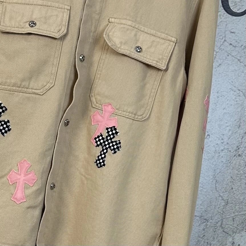 Chrome Hearts x Custom Cross-Embroidered Beige Shirt-Jacket - 10