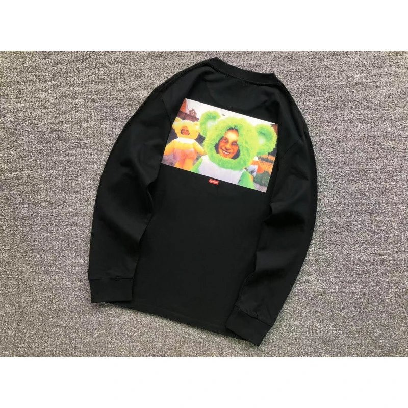 Supreme Bear Face Print Black Long-Sleeve Tee