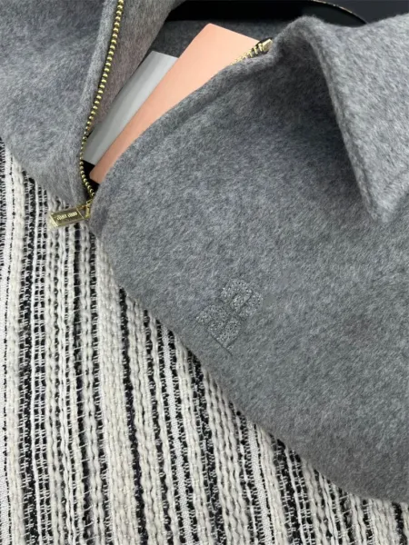 Miu Miu Wool-Blend Zip-Up Jacket Gray Outerwear - 9