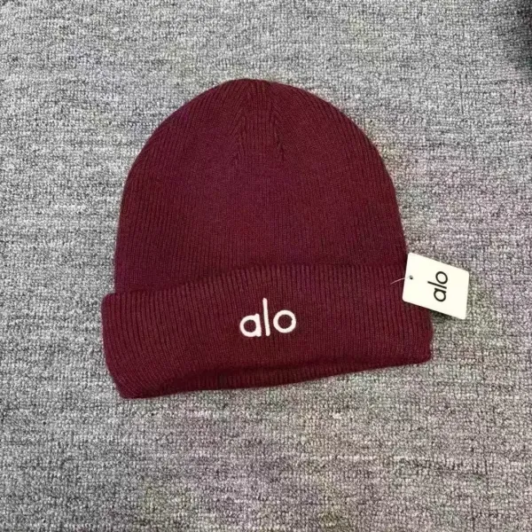 Alo Yoga Beanie Burgundy Knit Hat - 1