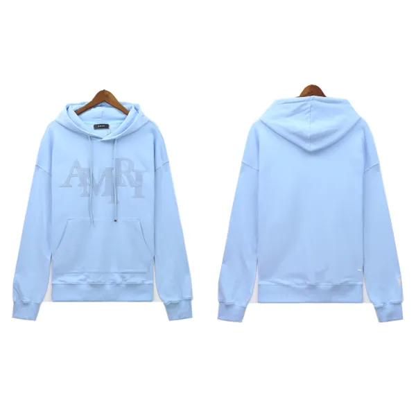 Amiri Embroidered Logo Hoodie Light Blue - 1