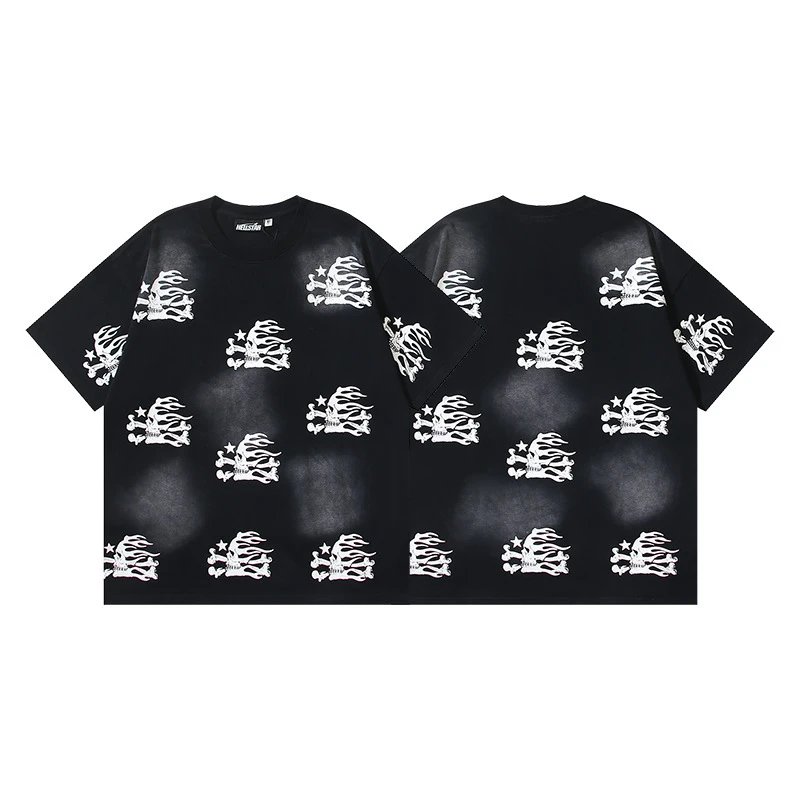 Hell Star Wash Print Casual Short-Sleeve Shorts Set photo 8