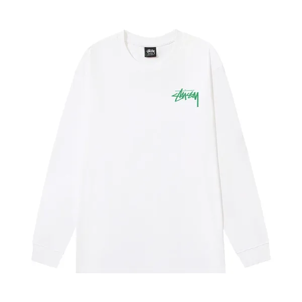 Stussy Stock Logo Long Sleeve T-Shirt White - 1