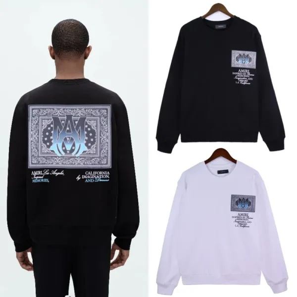 Amiri Bandana Print Hoodie Black and White - 1