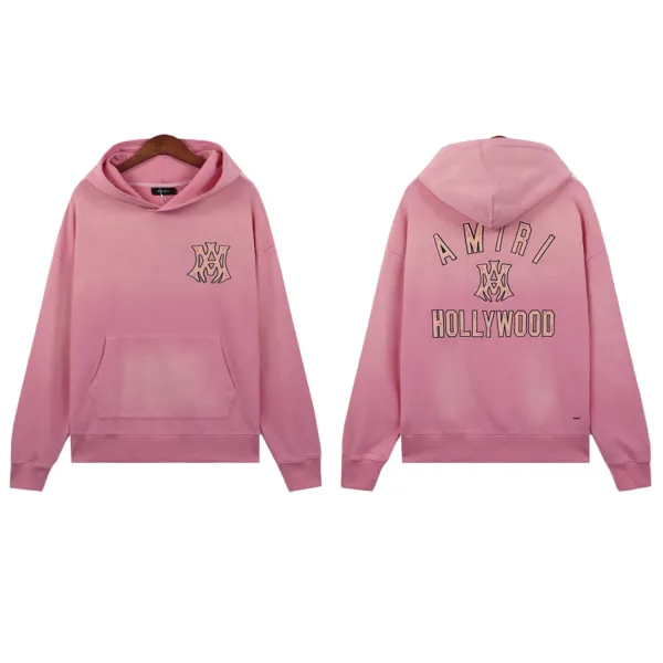 Amiri Hollywood Logo Hoodie Pink - 1