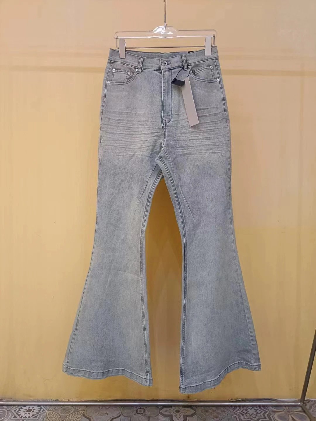 Off-White Flared Jeans Olive Green with Black Stripe - 10