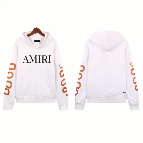 Amiri Snake Print Logo Hoodie White - 1