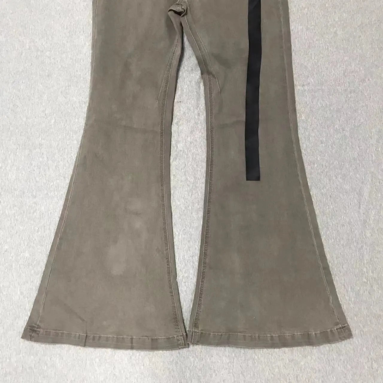 Off-White Flared Jeans Olive Green with Black Stripe - 24