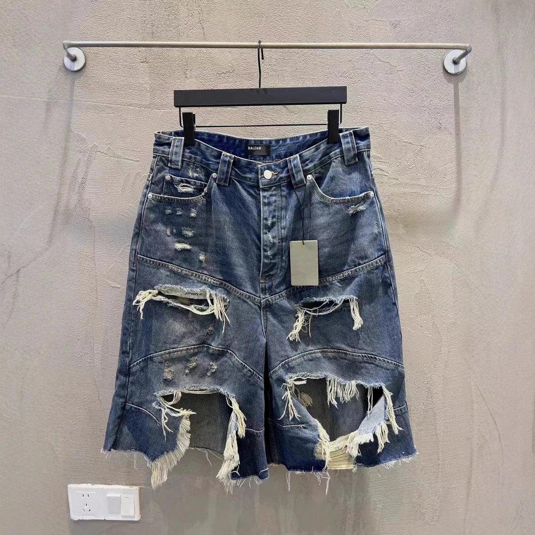 B Home Distressed Paint Dirty Craft Worn Ripped Denim Shorts