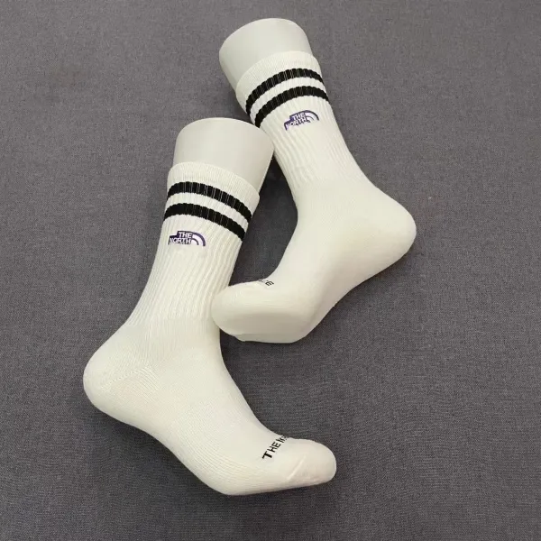 The North Face Ribbed Crew Socks White with Black Stripes Socks - 1